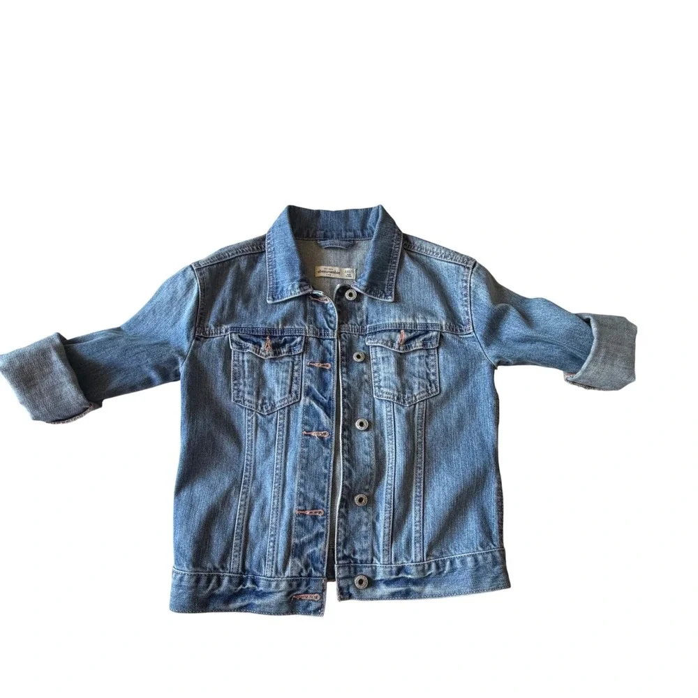 Abercrombie Kids Denim Jacket XXS 7 Blue Purple In Glitter We Trust Tie Dye
